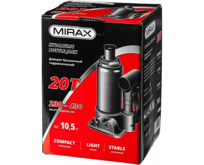 MIRAX 20т, 230-430 мм домкрат бутылочный гидравлический