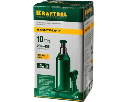 KRAFTOOL KRAFT-LIFT 10т, 230-460мм домкрат бутылочный гидравлический, KRAFT BODY