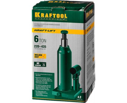 KRAFTOOL KRAFT-LIFT 6т, 219-427мм домкрат бутылочный гидравлический, KRAFT BODY